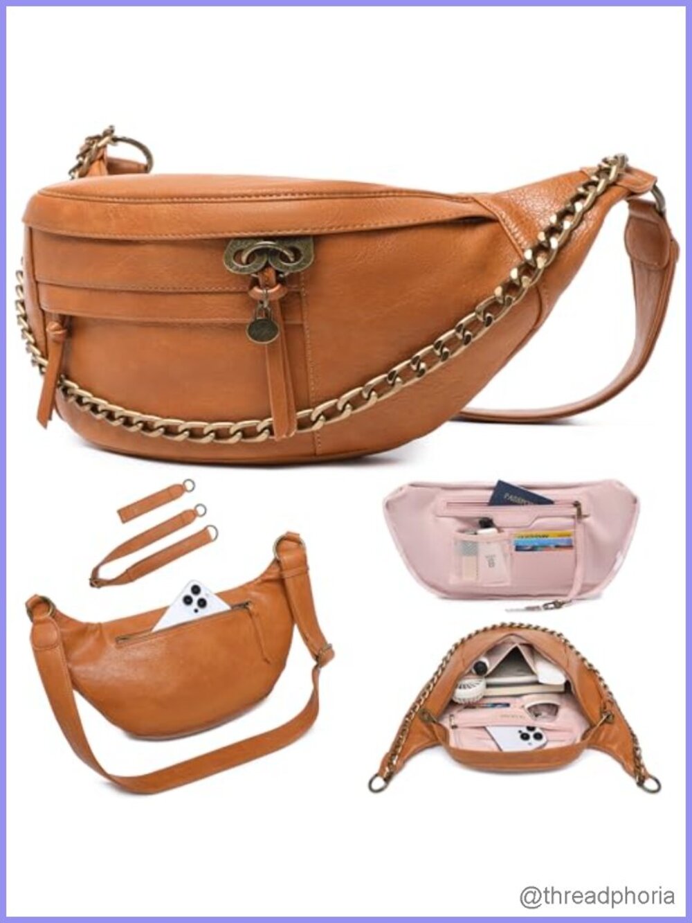 Anti Theft Vegan Leather Crossbody Bag with RFID Blocking & Glasses Pocket,